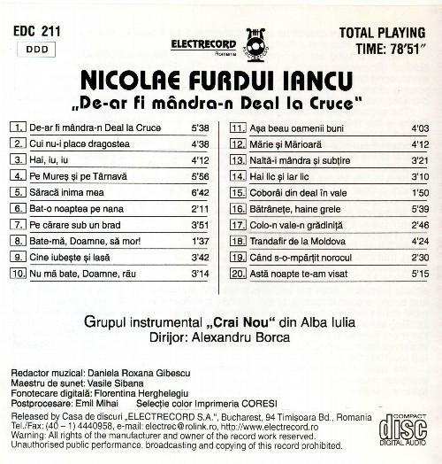 Nicolae Furdui Iancu - De-ar Fi Mândra-n Deal La Cruce [2]