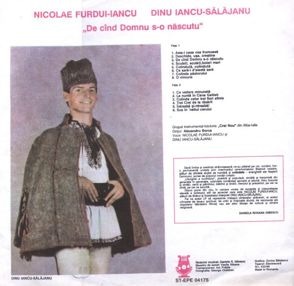 Nicolae Furdui-Iancu*, Dinu Iancu-Sălăjanu* – Colinde - De Cînd Domnu S-o Născutu (DISC VINIL) [2]