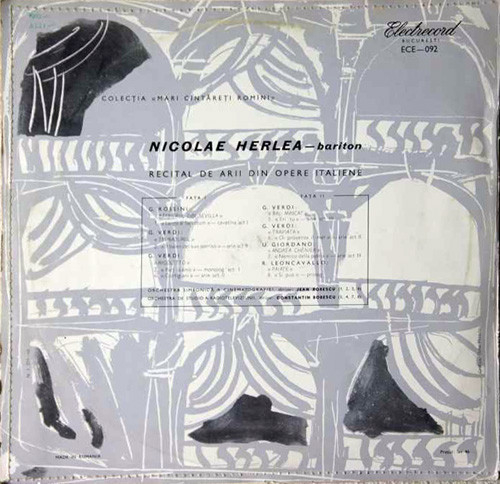 Nicolae Herlea - Recital De Arii Din Opere Italiene, (Disc Vinil) [2]