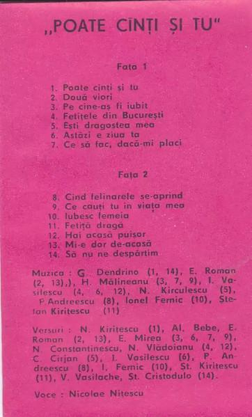 Nicolae Nițescu - Poate Cînți Și Tu, (Casetă Audio) [2]