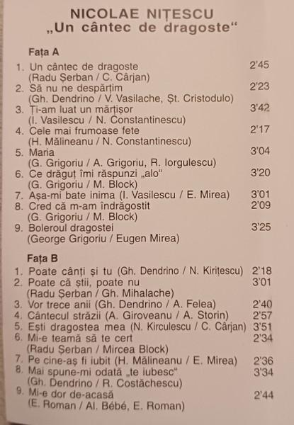 Nicolae Nițescu - Un Cântec De Dragoste, (Casetă Audio) [2]