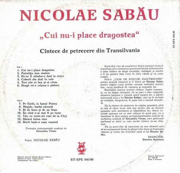 Nicolae Sabău - Cui Nu-i Place Dragostea - Cîntece De Petrecere Din Transilvania [2]