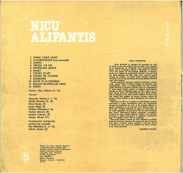 Nicu Alifantis - Nicu Alifantis, (Disc Vinil) [2]