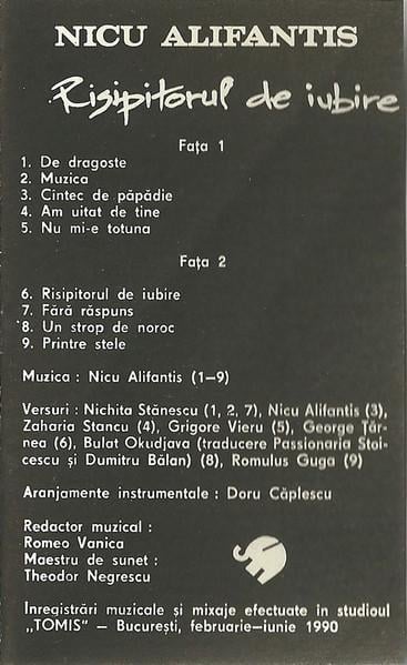 Nicu Alifantis - Risipitorul De Iubire, (Casetă Audio) [2]