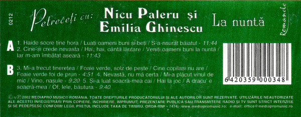 Nicu Paleru, Emilia Ghinescu – Petreceți Cu Nicu Paleru Și Emilia Ghinescu La Nuntă (CASETA) [2]