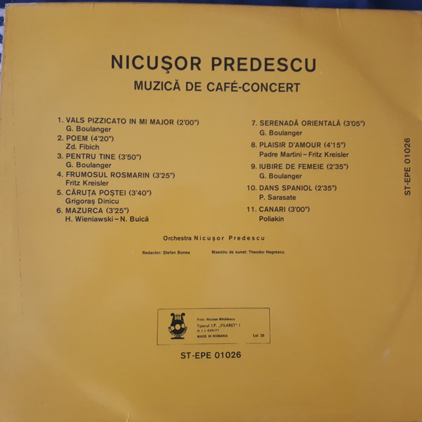 Nicușor Predescu – Muzică De Café Concert (VINIL) [2]