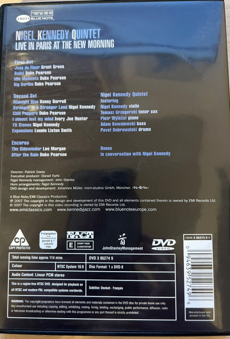 Nigel Kennedy Quintet NKQ Blue Note Sessions - Live in Paris at the New Morning (DVD) [2]