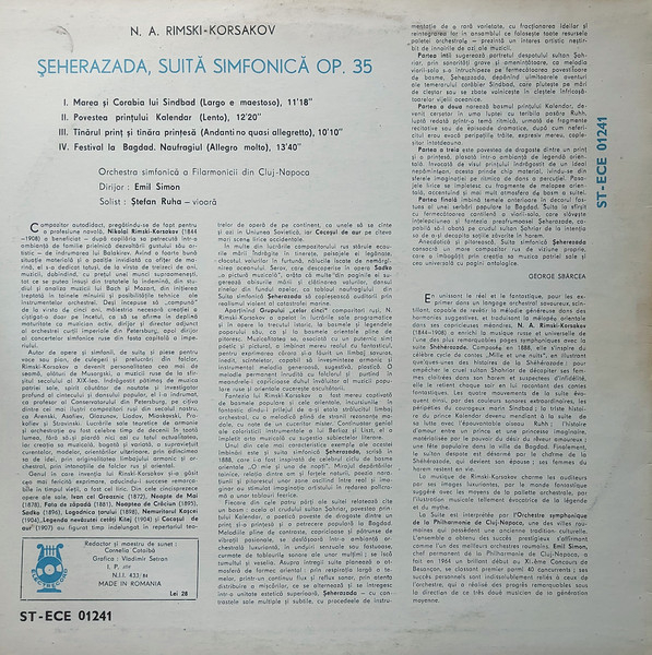 Nikolai Rimsky-Korsakov - Șeherazada, Suită Simfonică Op. 35, (Disc Vinil) [2]