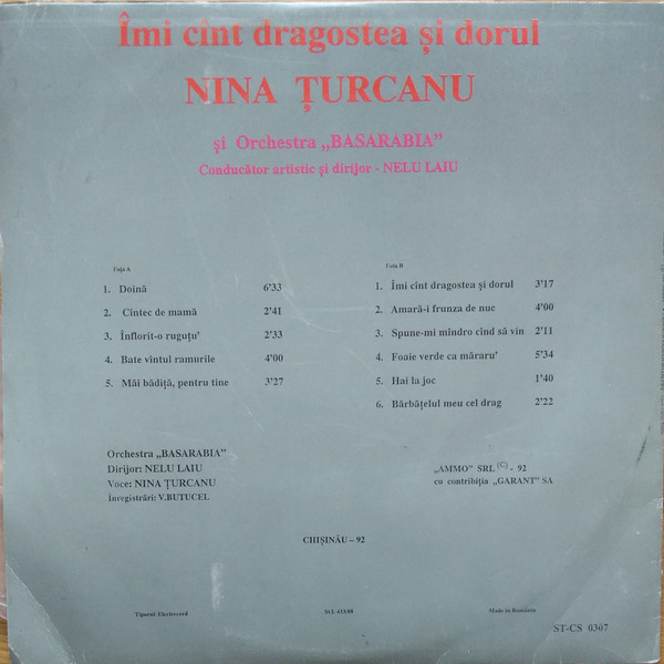 Nina Țurcanu – Îmi Cînt Dragostea Și Dorul (VINIL) [2]