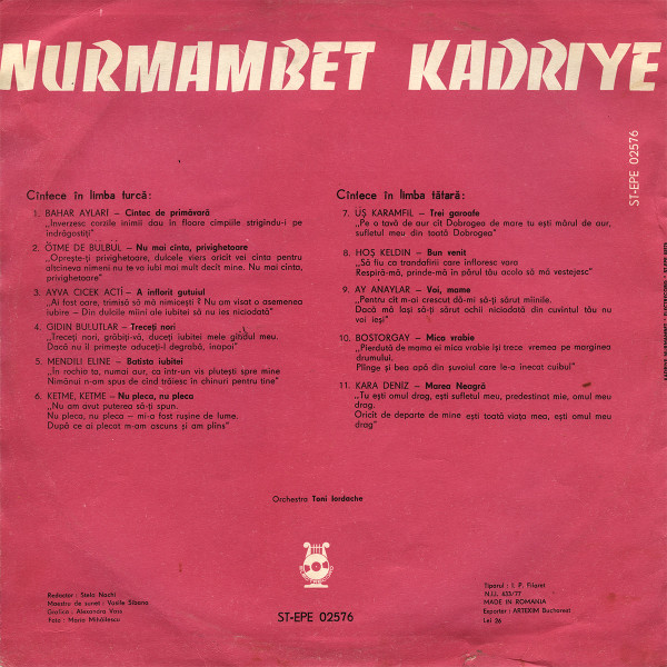 Nurmambet Kadriye – Muzică Populară Turcească, (Disc Vinil) [2]