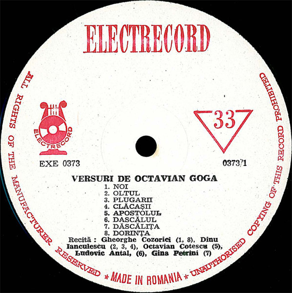 Octavian Goga - Versuri De Octavian Goga, (Disc Vinil) [2]