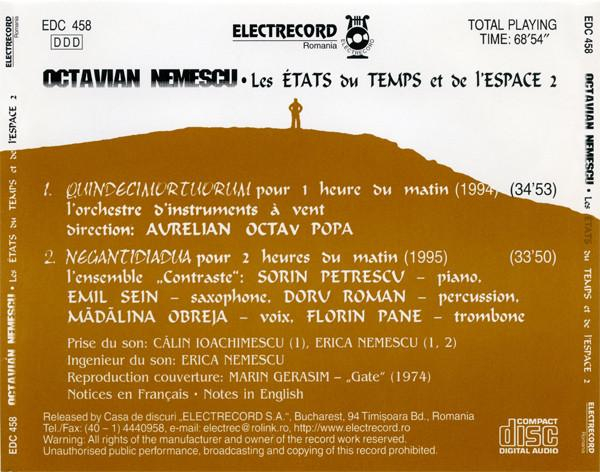 Octavian Nemescu - Les États Du Temps Et De L'Espace 2: Quindecimortuorium Pour 1 Heure Du Matin / Negantidiadua Pour 2 Heures Du Matin [2]