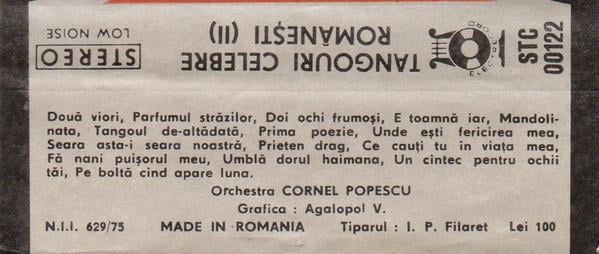Orchestra Cornel Popescu - Tangouri Celebre Românești II, (Casetă Audio) [2]