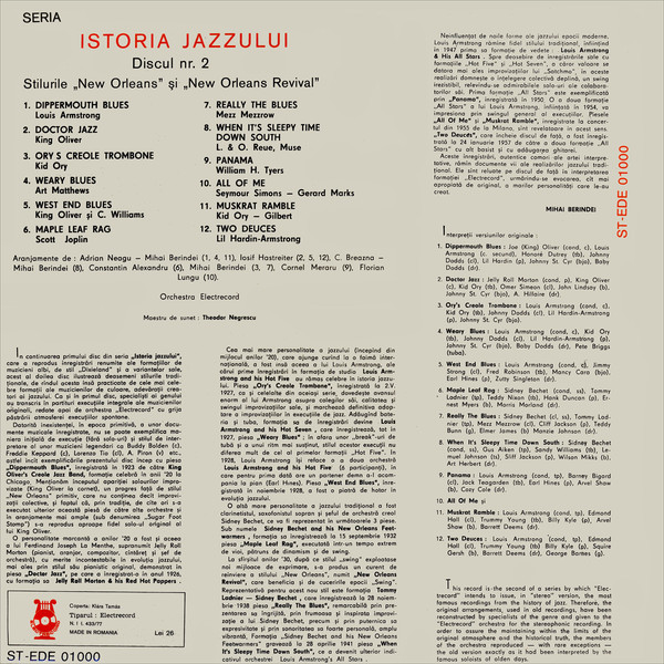 Orchestra Electrecord , Dir. Alexandru Imre – Stilurile "New Orleans" Și "New Orleans Revival"(VINIL)(Disc Vinil) [2]