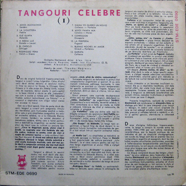 Orchestra Electrecord - Tangouri Celebre, (Disc Vinil) [2]