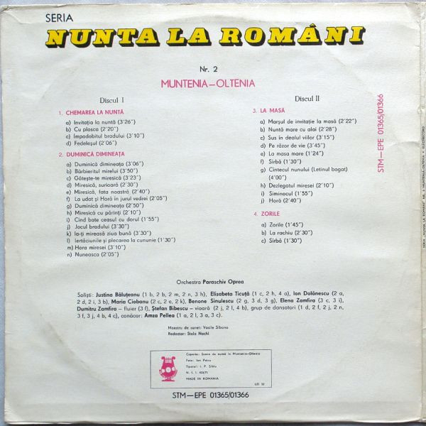 Orchestra Paraschiv Oprea - Nunta La Români / Noces En Roumanie / Wedding In Romania: Muntenia - Oltenia [2]