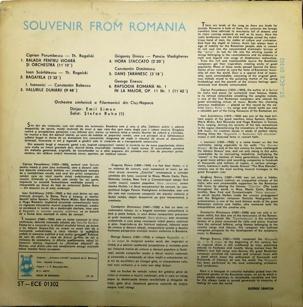 Orchestra simfonică a Filarmonicii din Cluj-Napoca Dirijor: Emil Simon – Souvenir From Romania (VINIL) [2]