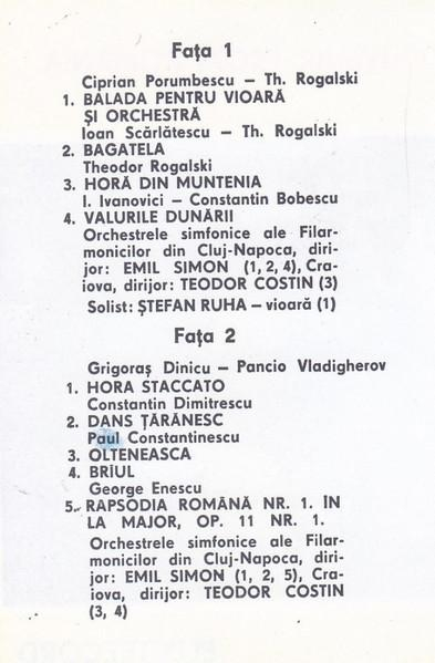 Orchestra Simfonică A Filarmonicii Din Cluj-Napoca - Souvenir From Romania (Caseta Audio) [2]