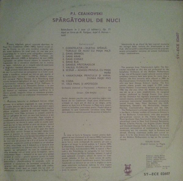 P. I. Tchaikovsky*, Iasi State Philarmonic Orchestra «Moldova»* , Conductor Ion Baciu – The Nut Cracker - Excerpts (Spărgătorul De Nuci - Selecțiuni) (VINIL) [2]