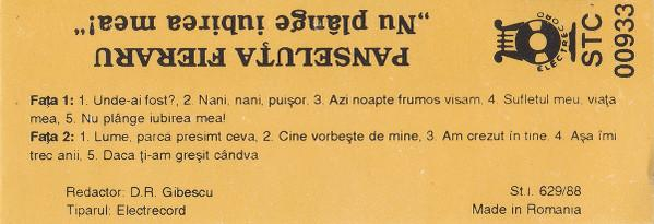 Panseluța Fieraru - Nu Plânge Iubirea Mea! , (Casetă Audio) [2]
