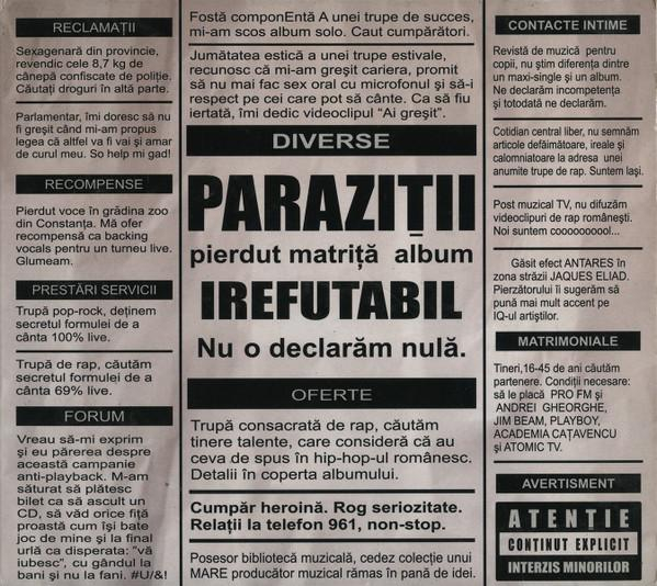 Paraziții - Irefutabil, (CD) [1]