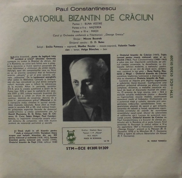 Paul Constantinescu - Oratoriul Bizantin De Crăciun = Oratorio Byzantin De Noël = Byzantine Christmas Oratorio [2]