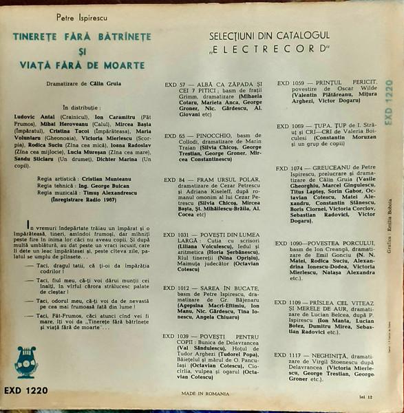 Petre Ispirescu - Tinerețe Fără Bătrînețe Și Viață Fără De Moarte (Disc Vinil) [2]