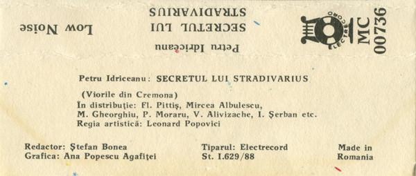 Petru Idriceanu - Secretul Lui Stradivarius (Viorile Din Cremona) (Caseta Audio) [2]