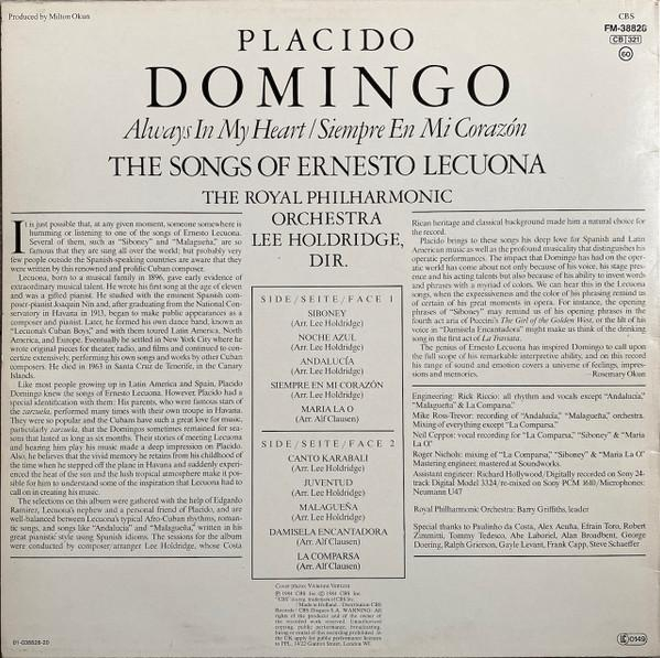 Placido Domingo - Always In My Heart = Siempre En Mi Corazón - The Songs Of Ernesto Lecuona, (Disc Vinil) [2]