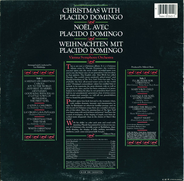 Placido Domingo : Vienna Symphony Orchestra – Christmas With Placido Domingo (DISC VINIL) [2]