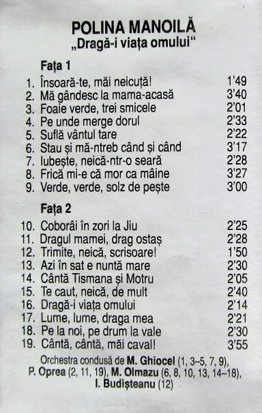 Polina Manoilă - Dragă-i Viața Omului (Caseta Audio) [2]