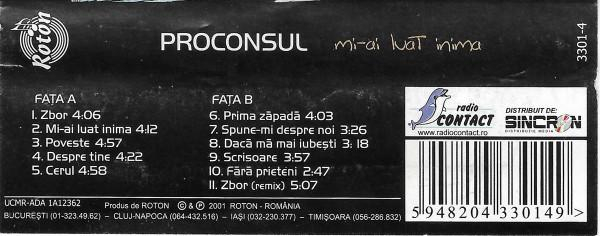 Proconsul - Mi-ai Luat Inima, (Casetă Audio) [2]