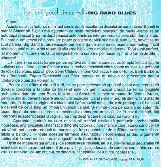 Radio Big Band Blues Featuring: Berti Barbera, Sorin Chifiriuc, Hanno Höffer, Gelu Ionescu, Alex Tomaselli – Let The Good Times Roll (CD) [3]