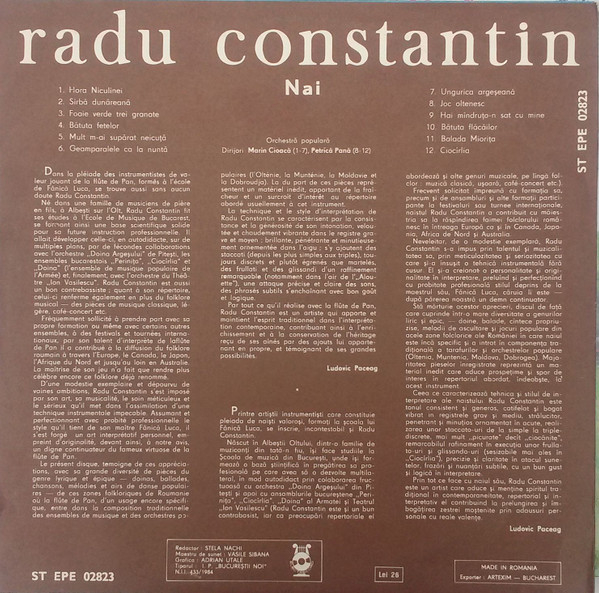 Radu Constantin – L'extraordinaire Flûte De Pan De Radu Constantin / The Wonderful Pan-Pipe Of Radu Constantin (DISC VINIL) [2]