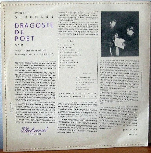 Robert Schumann - Ciclu de Lieduri Dragoste De Poet, (Disc Vinil) [2]