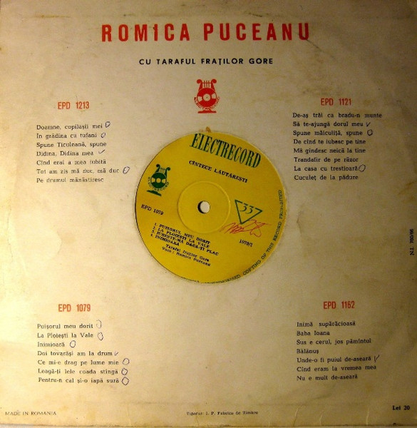 Romica Puceanu - Cîntece Lăutărești, (Disc Vinil) [2]
