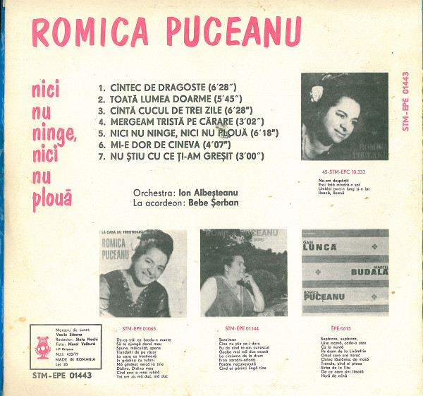 Romica Puceanu - Nici Nu Ninge, Nici Nu Plouă, (Disc Vinil) [2]