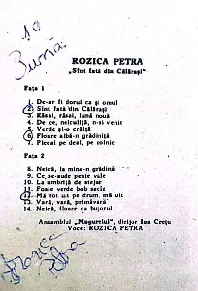 Rozica Petra - Sînt Fată Din Călărași , (Casetă Audio) [2]