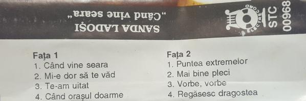 Sanda Ladoși - Când Vine Seara (Caseta Audio) [2]