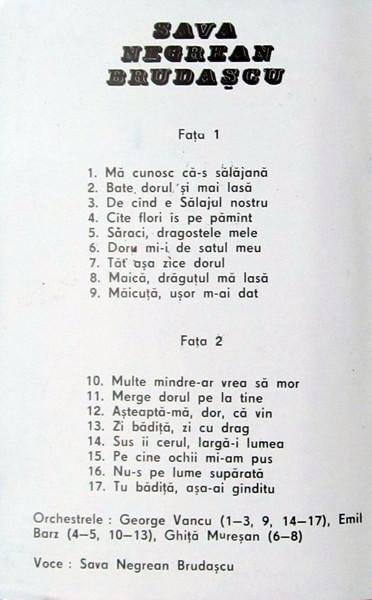 Sava Negrean - Mă Cunosc Că-s Sălăjană, (Casetă Audio) [2]