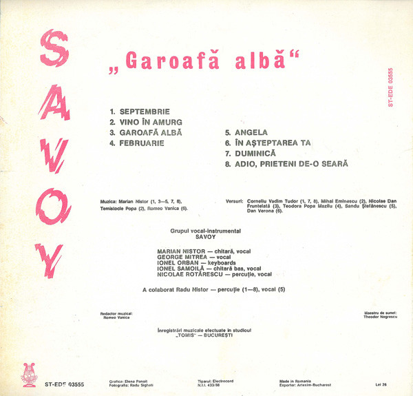 Savoy - Garoafă Albă, (Disc Vinil) [2]