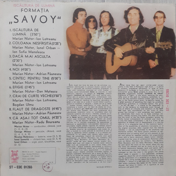 Savoy (5) – Iscălitură De Lumină, (Disc Vinil) [2]