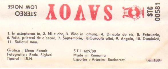 Savoy - Garoafă Albă, (Casetă Audio) [2]