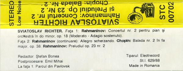 Sergei Vasilyevich Rachmaninoff - Concertul Nr. 2 Și Preludiu Op. 23 Nr. 2 / Balada Nr. 2 (Caseta Audio) [2]