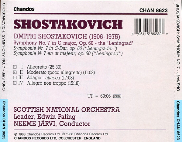 Shostakovich* - Scottish National Orchestra*, Neeme Järvi – Symphony No. 7 ~ The 'Leningrad' (CD) [2]