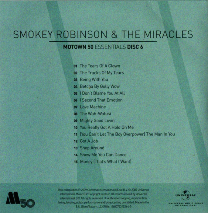 Smokey Robinson & The Miracles - Motown 50 Essentials Disc 6 (CD) [2]