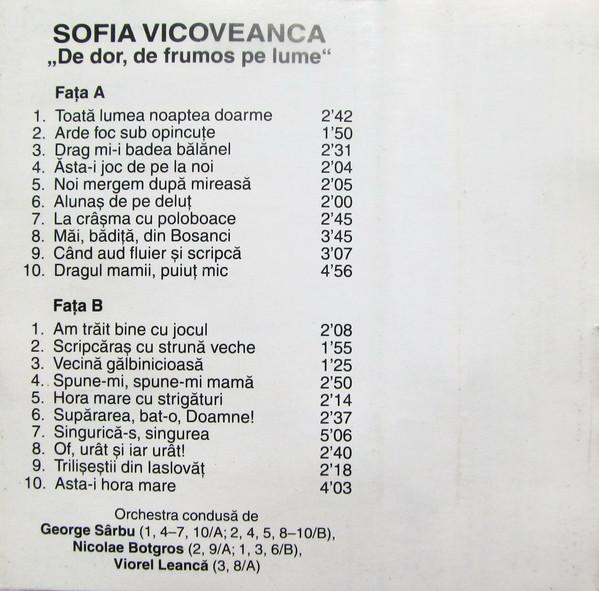 Sofia Vicoveanca - De Dor, De Frumos Pe Lume (Caseta Audio) [2]