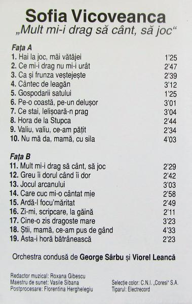 Sofia Vicoveanca - Mult Mi-i Drag Să Cânt, Să Joc, (Casetă Audio) [2]
