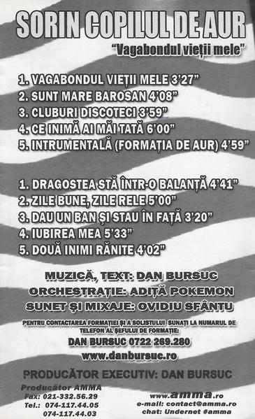 Sorin Copilul De Aur - (Vol. 2) Vagabondul Vieții Mele (Caseta Audio) [2]