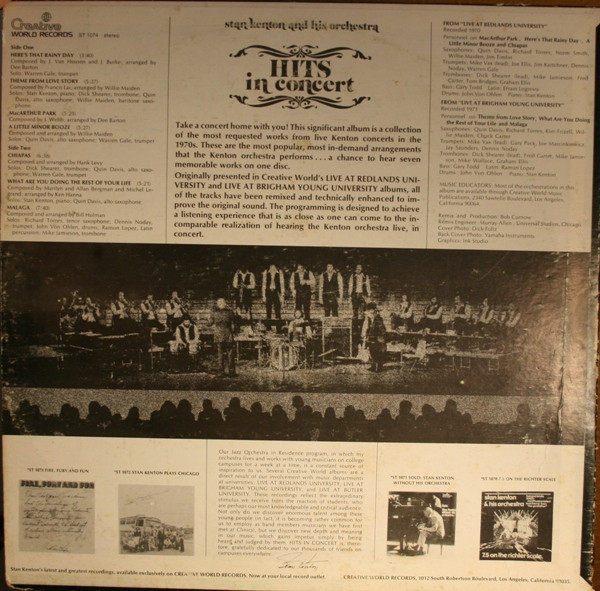 Stan Kenton And His Orchestra - Hits In Concert, (Disc Vinil) [2]